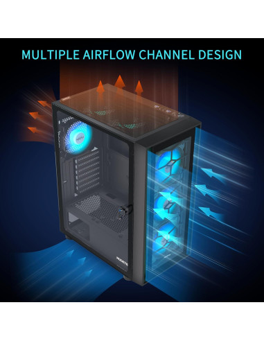 Caja de PC MUSETEX G07 ATX con 6 Ventiladores ARGB