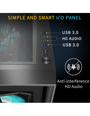 Caja de PC MUSETEX G07 ATX con 6 Ventiladores ARGB