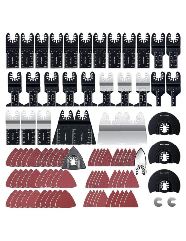 CONNOO 96 Piezas Cuchillas Oscilantes y Lijas Multiuso