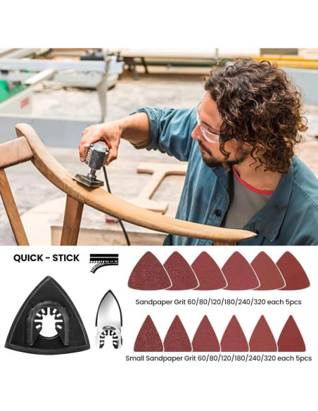 CONNOO 96 Piezas Cuchillas Oscilantes y Lijas Multiuso