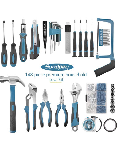 Kit de Herramientas Sundpey 148 Piezas - Básico para el Hogar