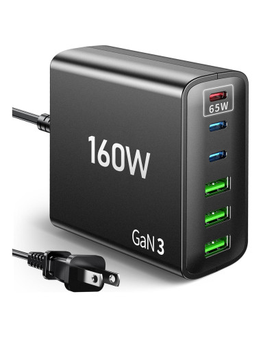 Cargador Rápido USB C 6 Puertos 160W - Estación de Carga