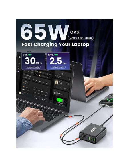 Cargador Rápido USB C 6 Puertos 160W - Estación de Carga
