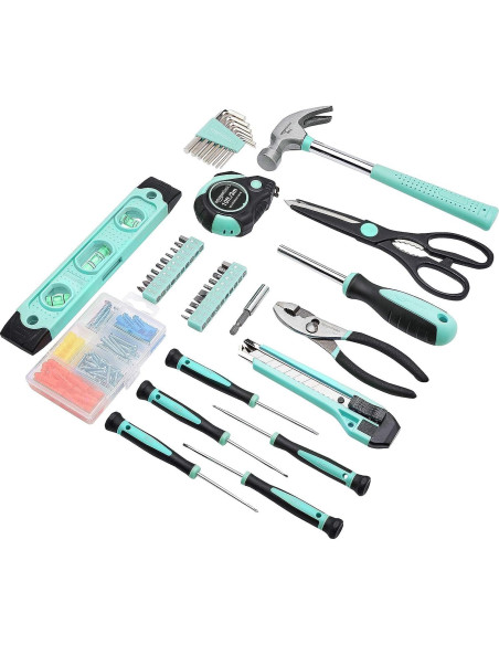 Kit de herramientas Amazon Basics 142 piezas turquesa