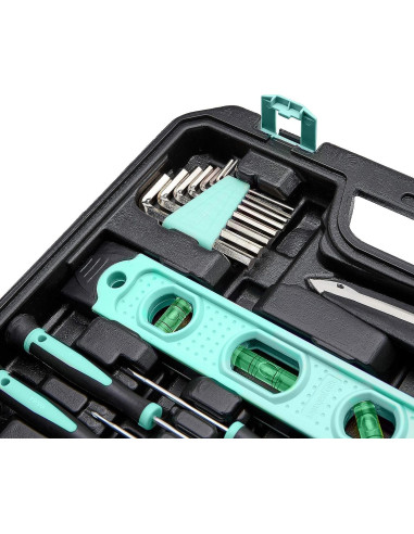 Kit de herramientas Amazon Basics 142 piezas turquesa