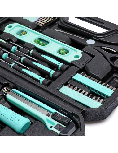 Kit de herramientas Amazon Basics 142 piezas turquesa