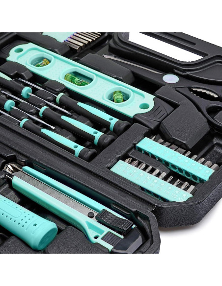 Kit de herramientas Amazon Basics 142 piezas turquesa