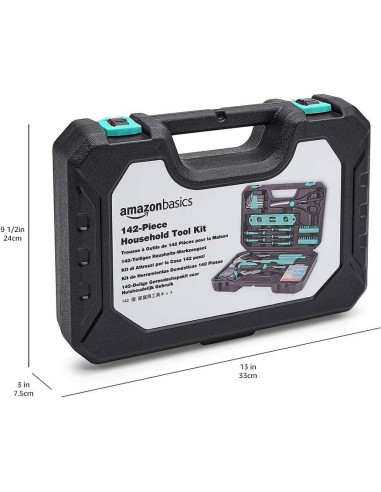 Kit de herramientas Amazon Basics 142 piezas turquesa
