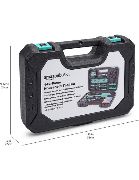 Kit de herramientas Amazon Basics 142 piezas turquesa