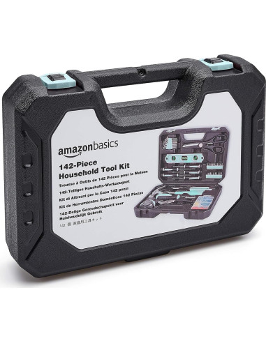 Kit de herramientas Amazon Basics 142 piezas turquesa