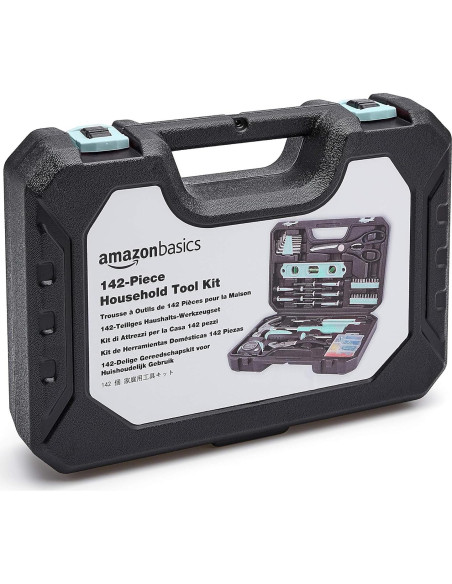 Kit de herramientas Amazon Basics 142 piezas turquesa
