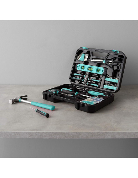 Kit de herramientas Amazon Basics 142 piezas turquesa