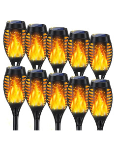 10 Luces Solares Exteriores Miusikit con Llama Parpadeante