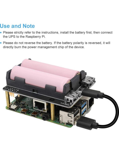 UPS MakerHawk para Raspberry Pi 4B/3B+ 5V Cargador
