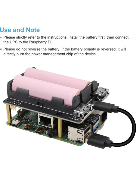 UPS MakerHawk para Raspberry Pi 4B/3B+ 5V Cargador
