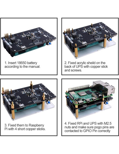 UPS MakerHawk para Raspberry Pi 4B/3B+ 5V Cargador