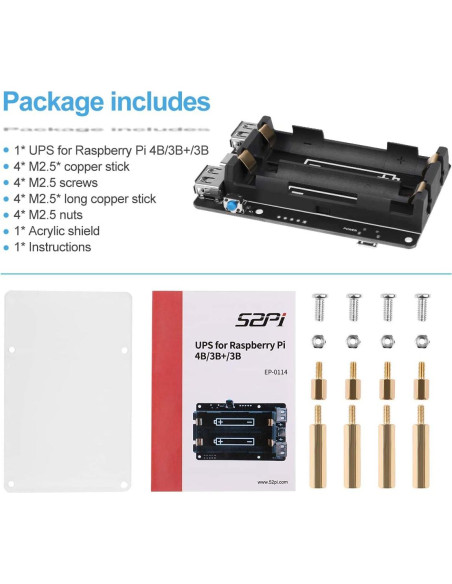 UPS MakerHawk para Raspberry Pi 4B/3B+ 5V Cargador