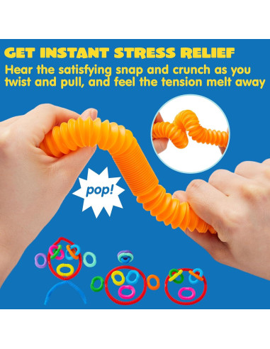 Set de 72 Tubos Pop JOYIN Antiestrés para Niños - 9 Colores