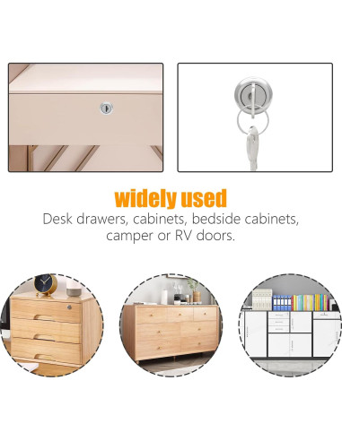 Cerradura de Cajón Qjaiune 2 Paquete Cilindro 22mm Niquelado