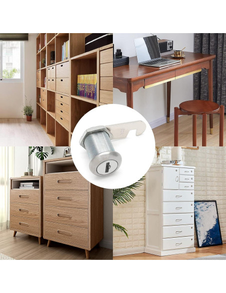 Cerradura de Cajón Qjaiune 2 Paquete Cilindro 22mm Niquelado