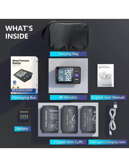 Máquina de Presión Arterial AQESO U80AH, 3 Mangas Ajustables