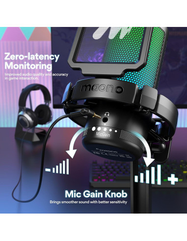Micrófono USB MAONO GamerWave DGM20 con RGB y Cancelación de Ruido
