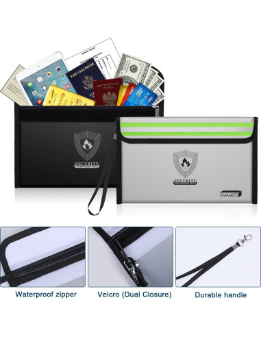 Bolsa a Prueba de Fuego NAIBAOSD Pequeña 22x16cm 2 Unidades