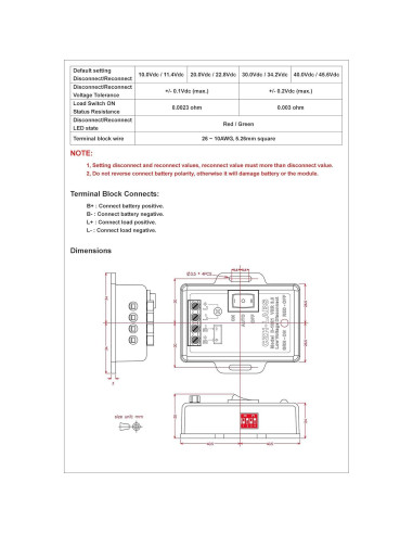 Módulo LVD 36V 30A Automático Interruptor Electrónico