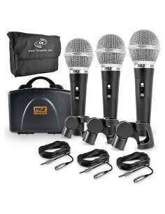 Kit de Micrófono Dinámico Pyle PDMICKT34 3 Piezas con Cable XLR