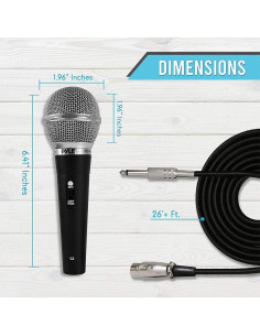 Kit de Micrófono Dinámico Pyle PDMICKT34 3 Piezas con Cable XLR 2