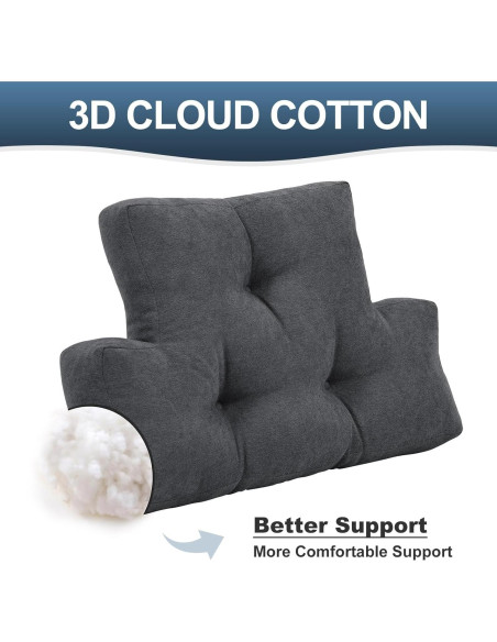 Almohada Lumbar TANYOO Gris Oscuro Soporte Espalda 59x39cm Almohada Lumbar TANYOO Gris Oscuro Soporte Espalda 59x39cm