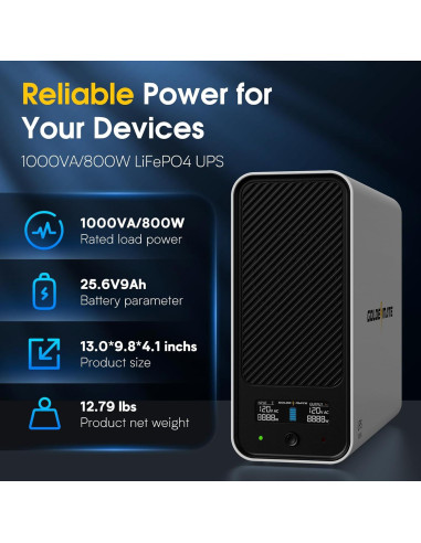 UPS 1000VA GOLDENMATE 800W 8 Salidas Batería LiFePO4