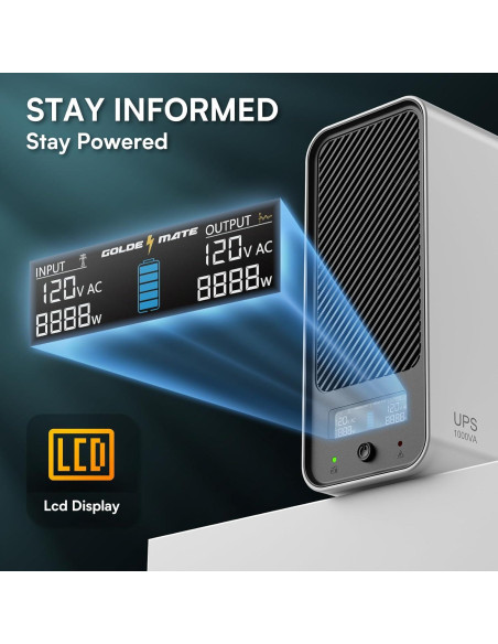 UPS 1000VA GOLDENMATE 800W 8 Salidas Batería LiFePO4