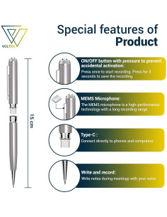 Grabadora de Voz Digital Voltek 64GB Micrófono Compacto 2
