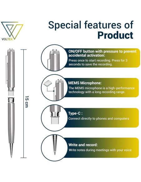 Grabadora de Voz Digital Voltek 64GB Micrófono Compacto Grabadora de Voz Digital Voltek 64GB Micrófono Compacto