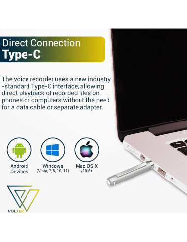 Grabadora de Voz Digital Voltek 64GB Micrófono Compacto