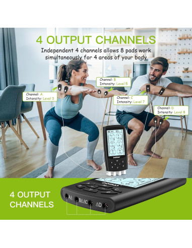 Estimulador Muscular DOMAS TENS 4 Salidas 24 Modos LCD