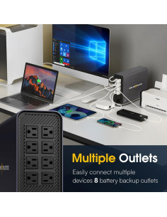 UPS 1000VA GOLDENMATE 800W 8 Salidas Pantalla LCD Gris 2