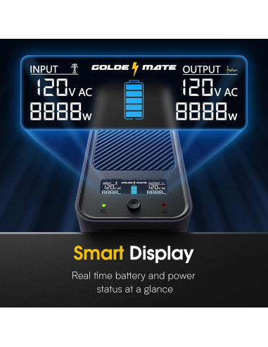 UPS 1000VA GOLDENMATE 800W 8 Salidas Pantalla LCD Gris