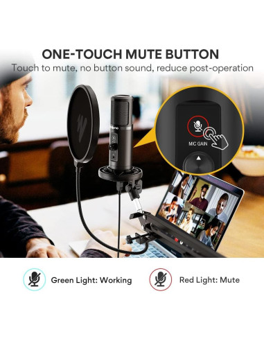 Micrófono USB MAONO PM422 Profesional con Brazo y Filtro