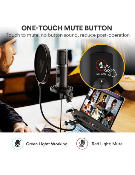 Micrófono USB MAONO PM422 Profesional con Brazo y Filtro