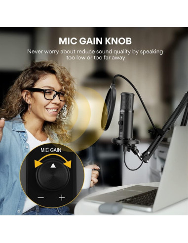 Micrófono USB MAONO PM422 Profesional con Brazo y Filtro