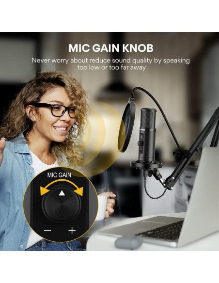 Micrófono USB MAONO PM422 Profesional con Brazo y Filtro