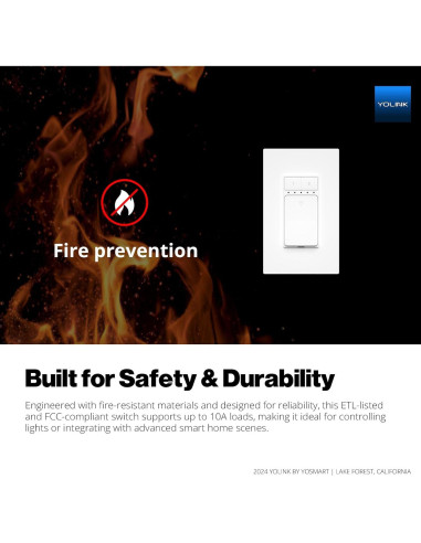 Interruptor de Luz Inteligente YoLink 10A con Rango 402m