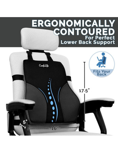 Almohada Soporte Lumbar ComfiLife Espuma Viscoelástica 44.5x40.6cm