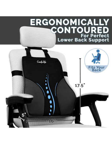 Almohada Soporte Lumbar ComfiLife Espuma Viscoelástica 44.5x40.6cm