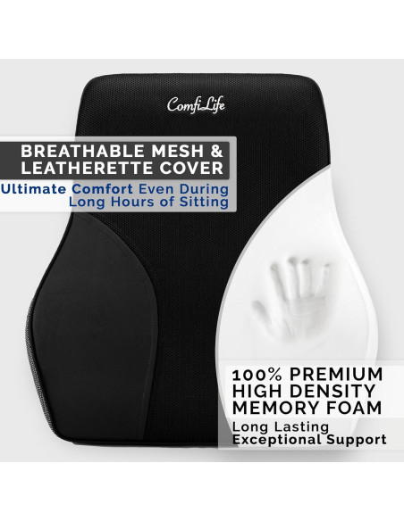 Almohada Soporte Lumbar ComfiLife Espuma Viscoelástica 44.5x40.6cm