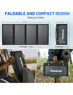 Panel Solar Plegable Powdeom SS60 60W Impermeable 18V 2