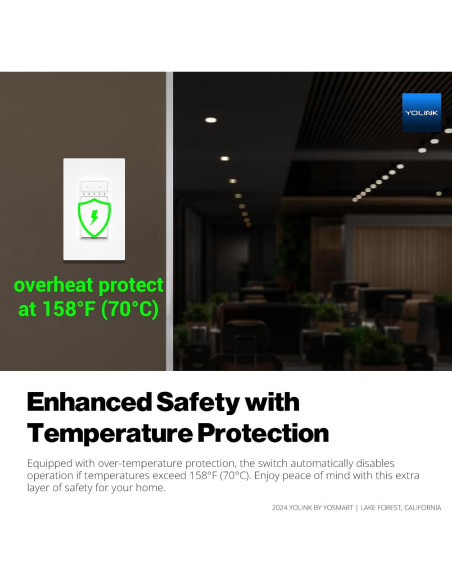 Interruptor de Luz Inteligente YoLink 10A con Rango 402m