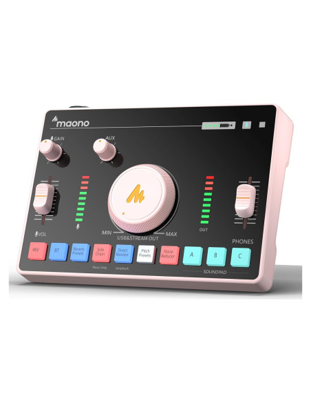 MAONO Interfaz de Audio AMC2 NEO Rosa con Bluetooth y 48V